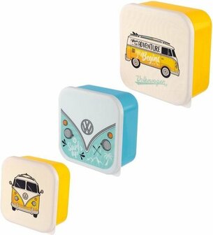 Volkswagen set van 3 lunchboxen kleur geel