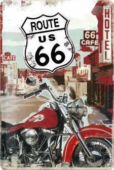Wandbord Route 66 Lone Rider